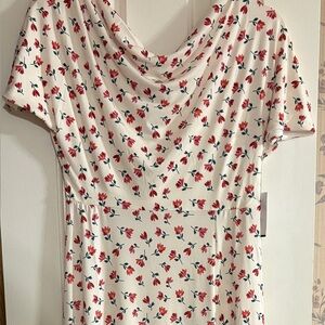 Cream Floral Cowl Neck Women’s Dress